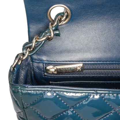 Blue Chanel Mini Rectangular Classic Patent Single Flap Crossbody Bag
