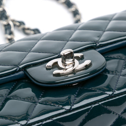 Blue Chanel Mini Rectangular Classic Patent Single Flap Crossbody Bag