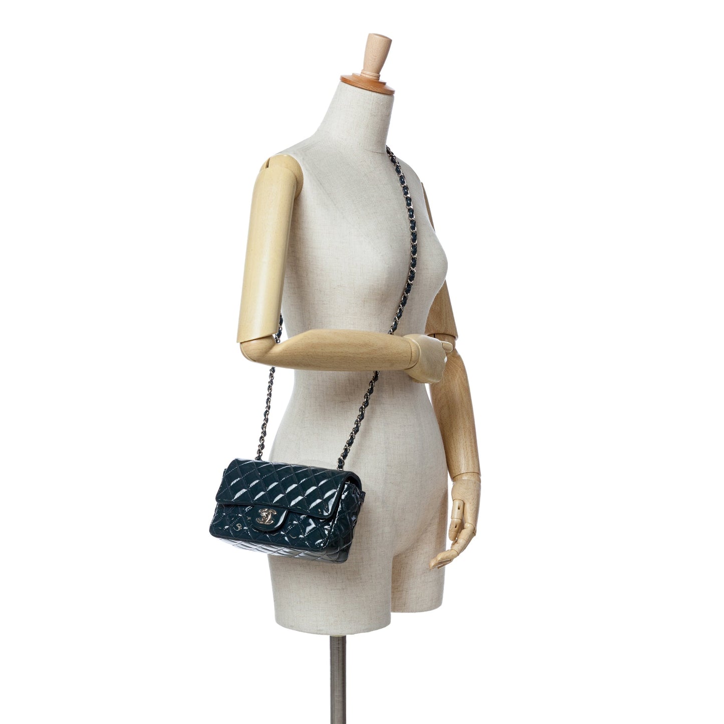 Blue Chanel Mini Rectangular Classic Patent Single Flap Crossbody Bag