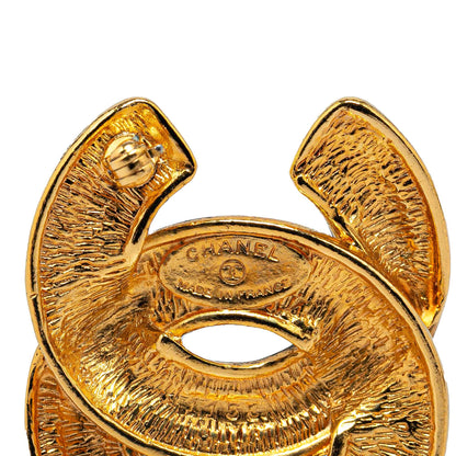 Gold Chanel Gold Plated CC Quilted Brooch