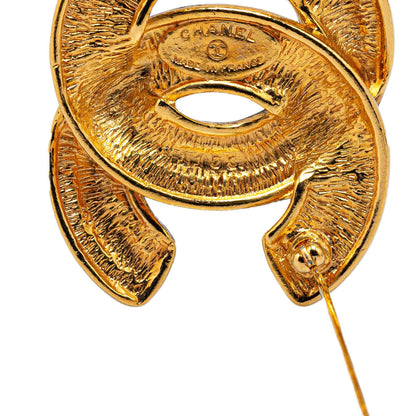 Gold Chanel Gold Plated CC Quilted Brooch