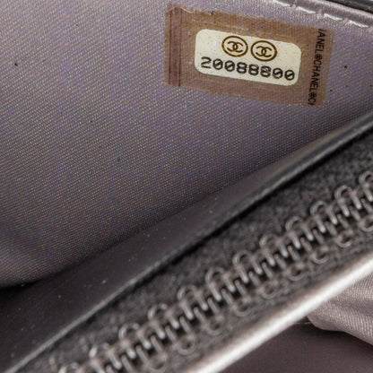 Black Chanel Lambskin Camellia Embossed Wallet On Chain Crossbody Bag