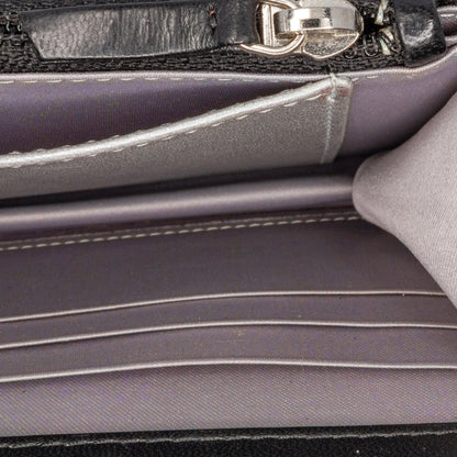 Black Chanel Lambskin Camellia Embossed Wallet On Chain Crossbody Bag