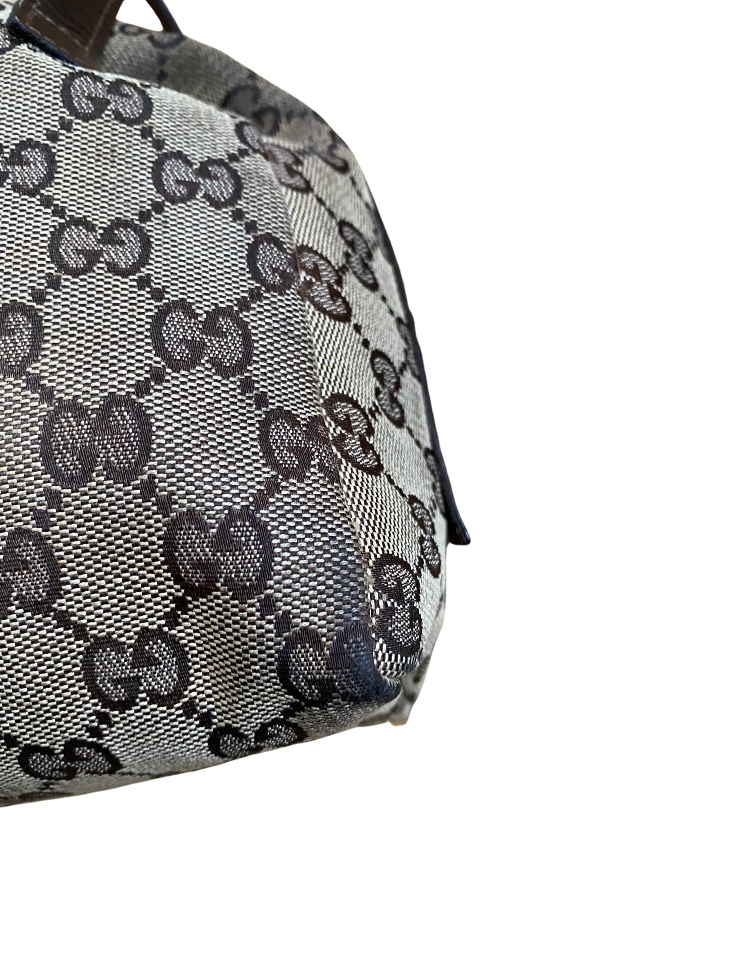 Gucci Beige & Dark Brown Jacquard & Leather Bag