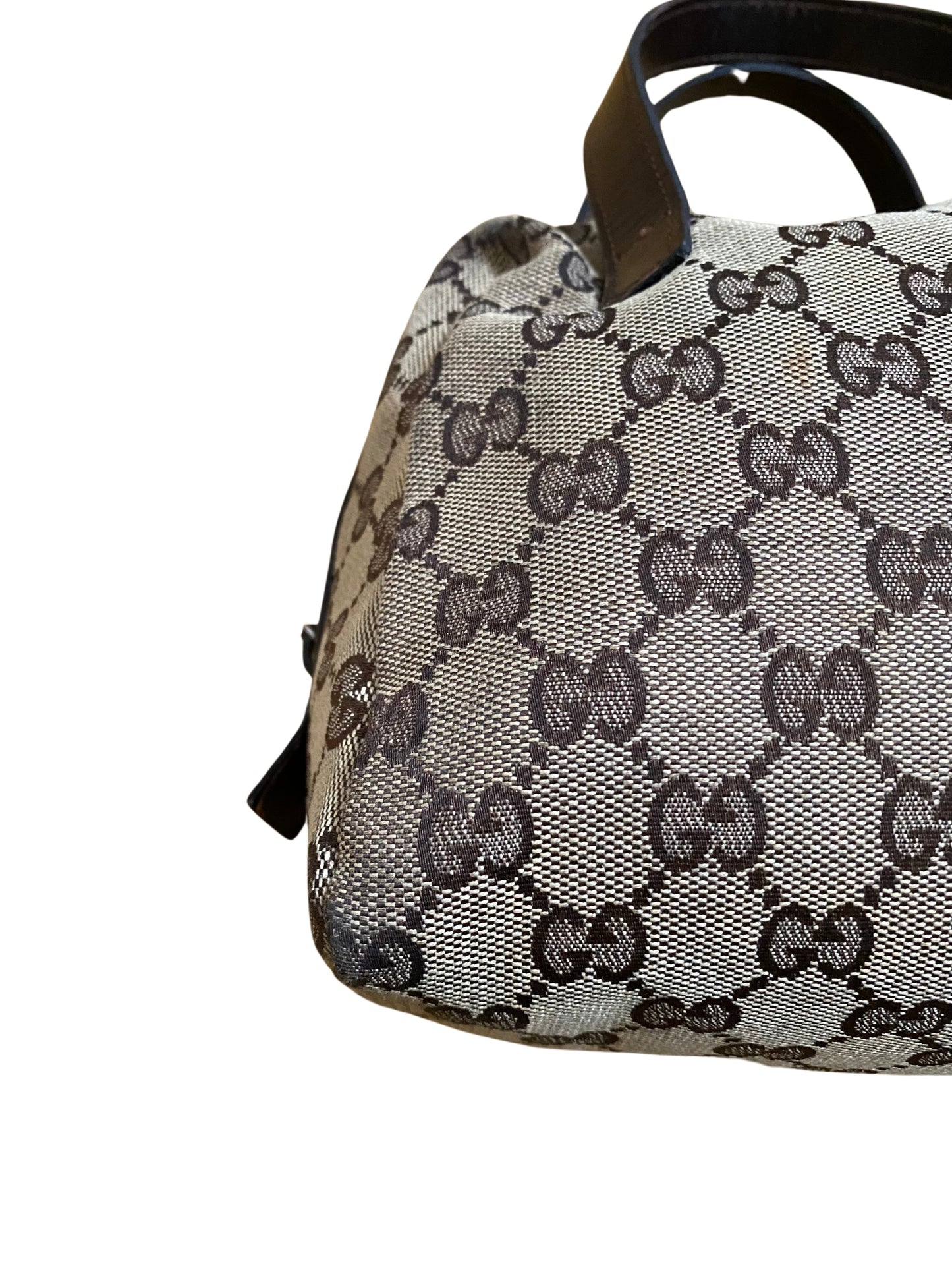 Gucci Beige & Dark Brown Jacquard & Leather Bag