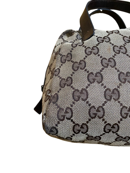 Gucci Beige & Dark Brown Jacquard & Leather Bag