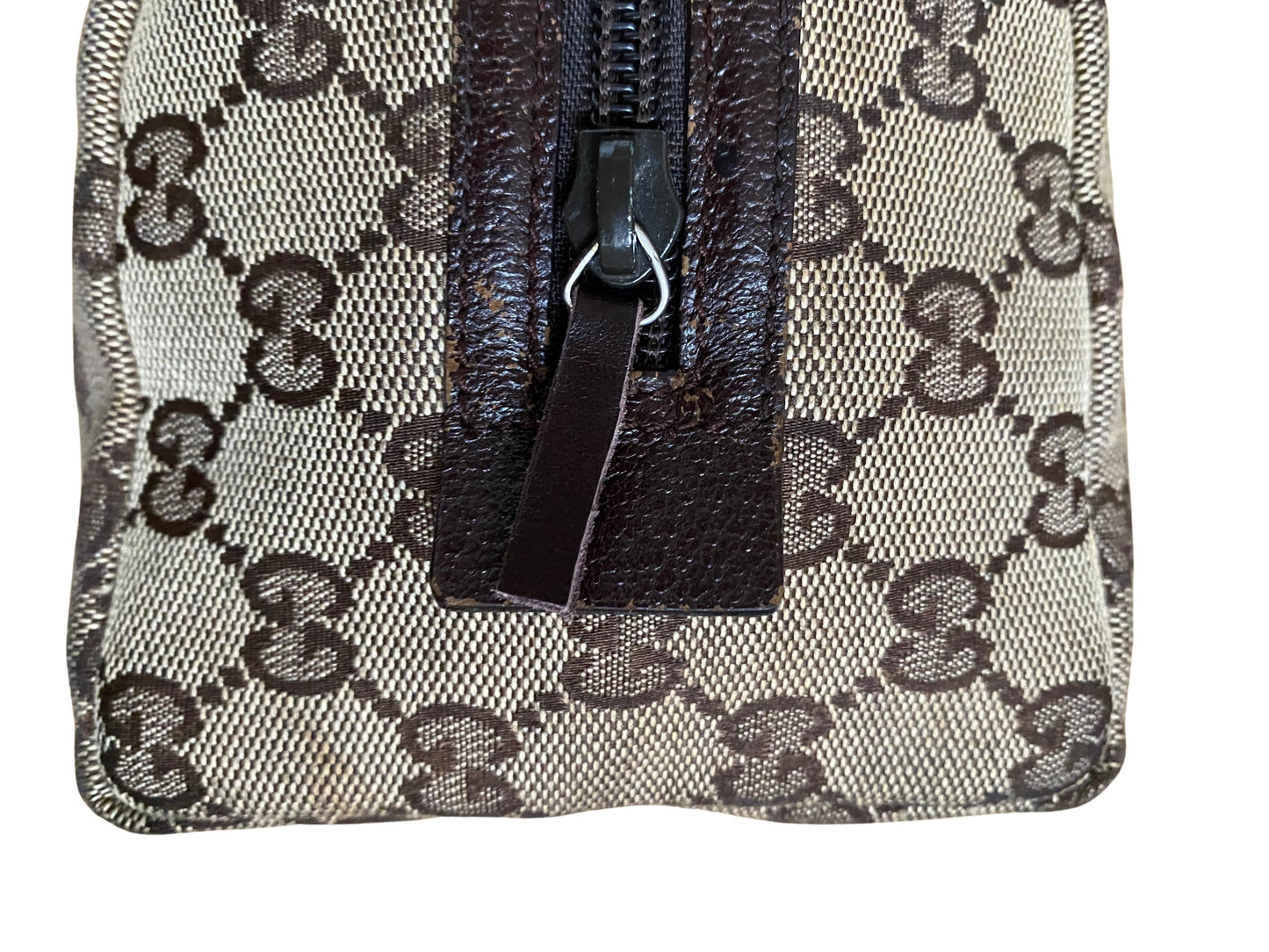Gucci Beige & Dark Brown Jacquard & Leather Bag