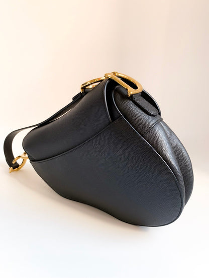Dior Saddle Medium Black Grained Calfskin GHW