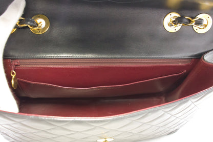 CHANEL Jumbo 13" Maxi 2.55 Flap Chain Shoulder Bag Black Lambskin d66