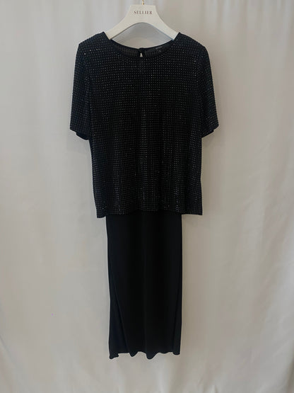 Gucci Black Embellished Short-Sleeved Long Dress Size S (UK 8)