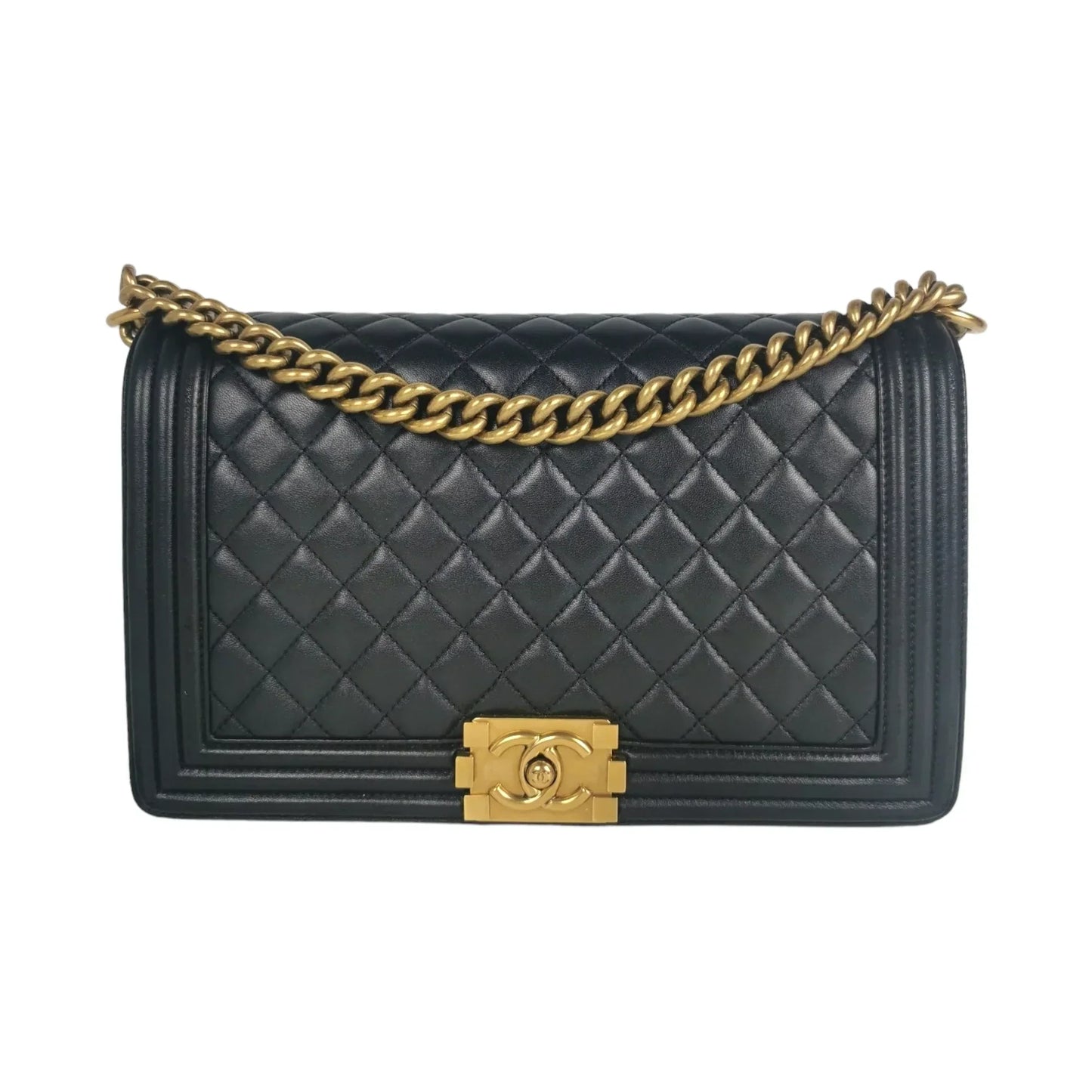 Chanel Boy Large Black Lambskin Gold