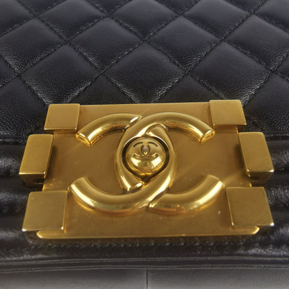 Chanel Boy Large Black Lambskin Gold