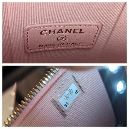 Chanel Rose Quilted Caviar Vanity O-Phone Holder With Chain