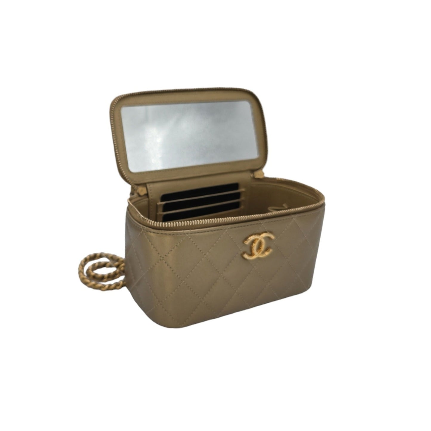 Chanel Metallic Quilted Lambskin Small Dynasty Vanity Case