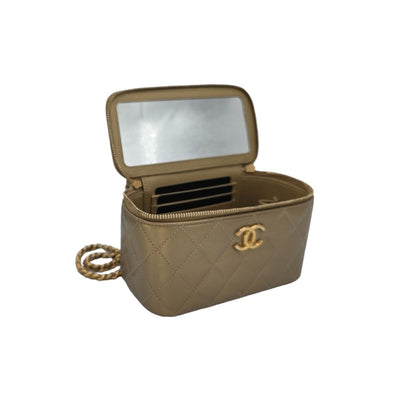 Chanel Metallic Quilted Lambskin Small Dynasty Vanity Case