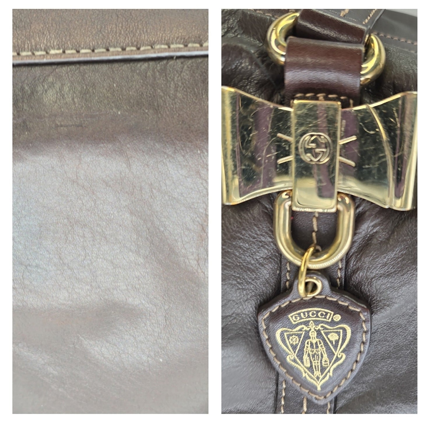 Gucci Brown Nappa Duchessa Large Boston Bag