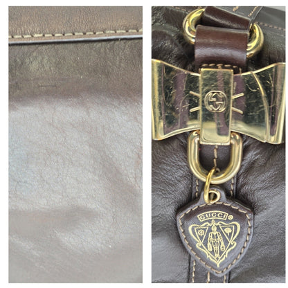 Gucci Brown Nappa Duchessa Large Boston Bag
