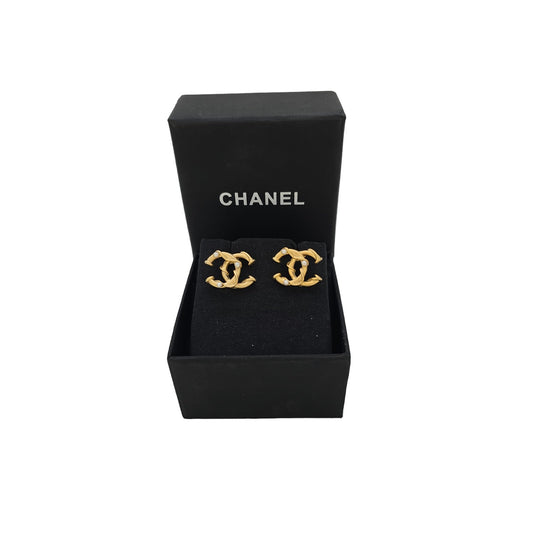 Chanel CC Faux Pearl Stud Earrings