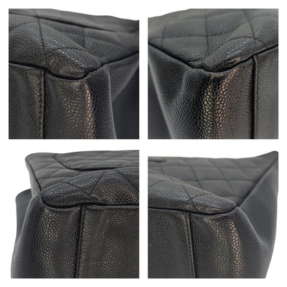 Chanel Vintage Black Quilted Caviar Grand Shopping Tote