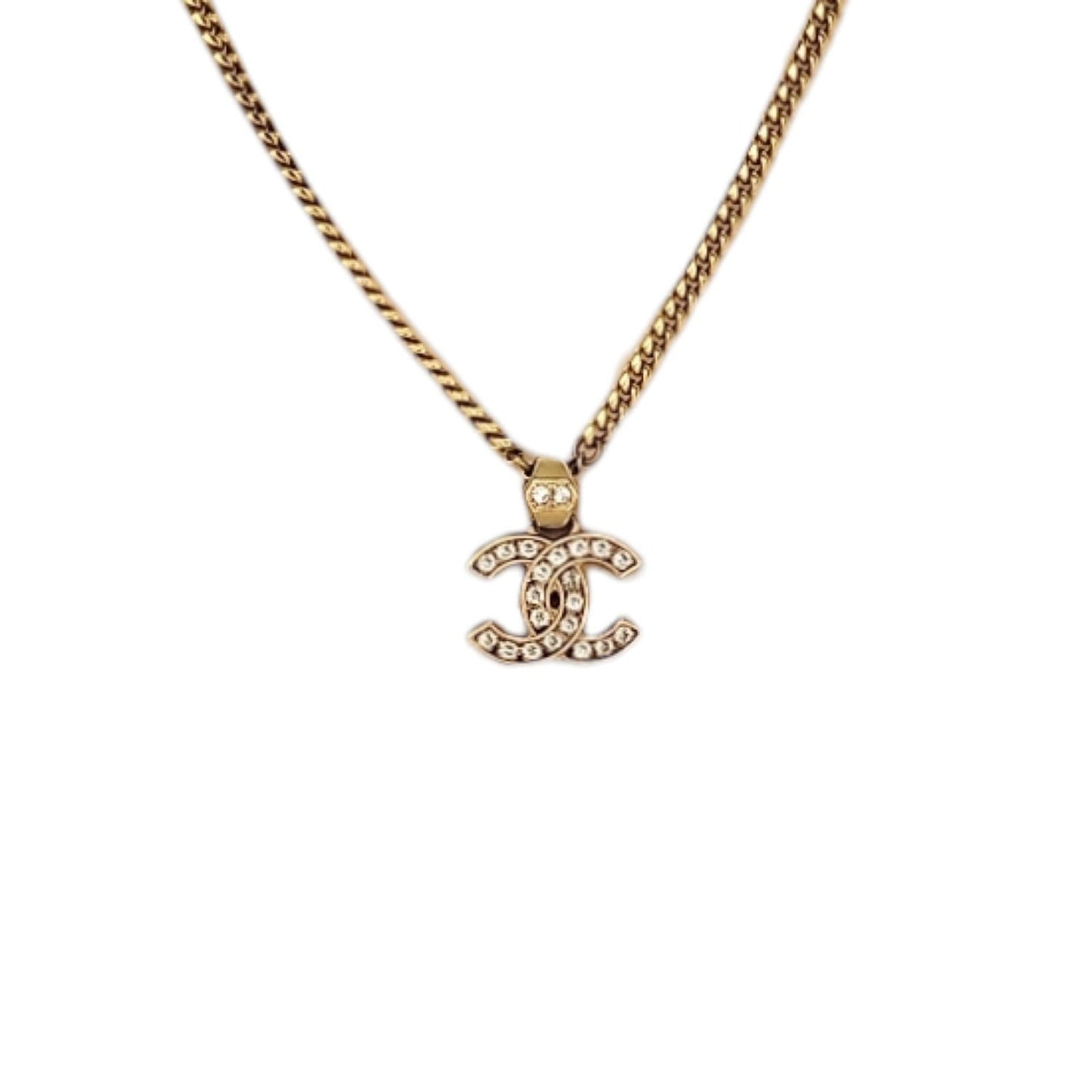 Chanel CC Crystal Pendant Chain Necklace 21C