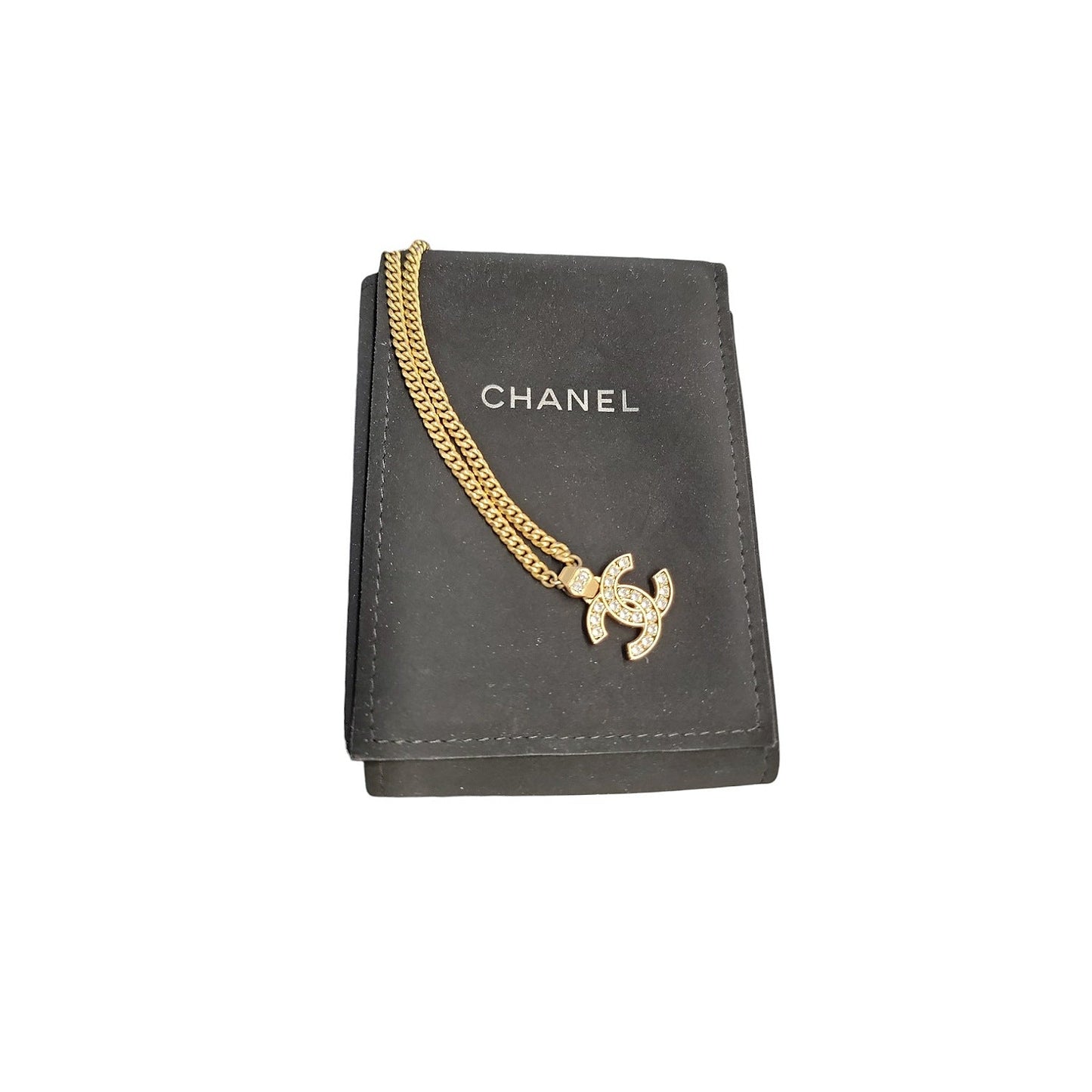 Chanel CC Crystal Pendant Chain Necklace 21C