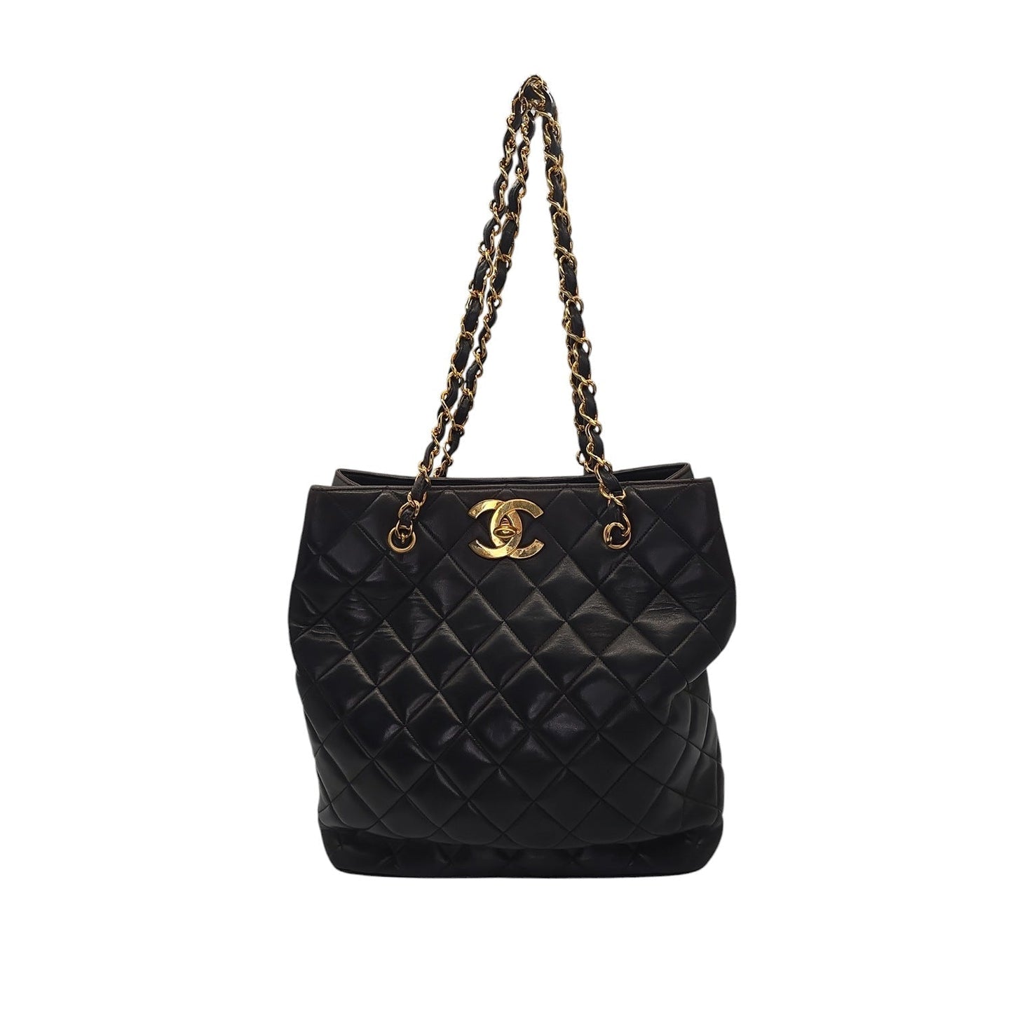 Chanel 90s Quilted Lambskin Oversize CC Shopping Tote