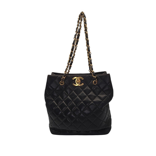 Chanel 90s Quilted Lambskin Oversize CC Shopping Tote