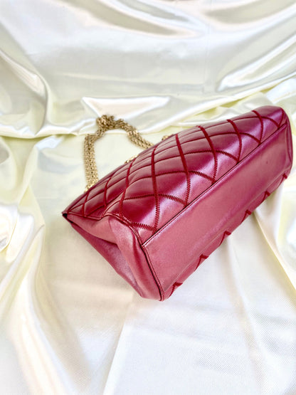 Chanel Calfskin Chain Burgundy Tote