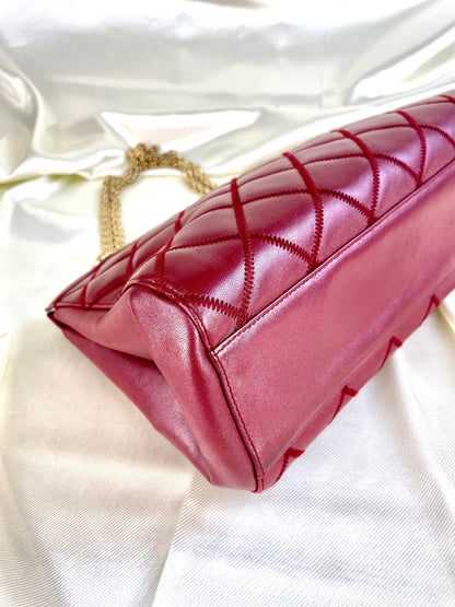 Chanel Calfskin Chain Burgundy Tote