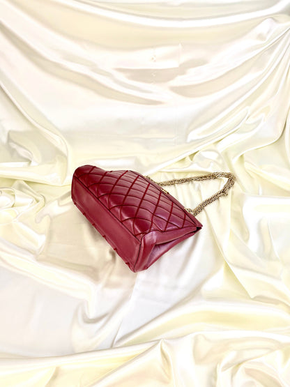 Chanel Calfskin Chain Burgundy Tote