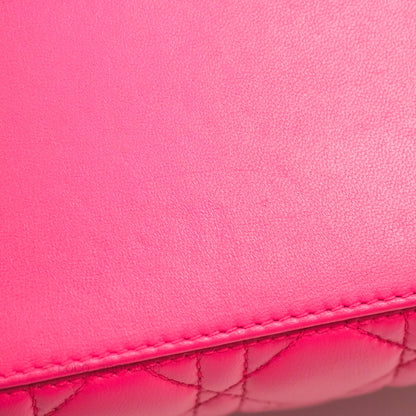Christian Dior Lady Dior Medium Fuschia Pink Lambskin Gold Hardware