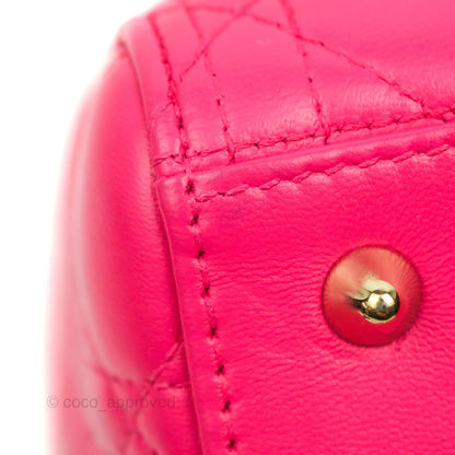 Christian Dior Lady Dior Medium Fuschia Pink Lambskin Gold Hardware