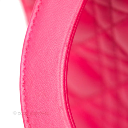 Christian Dior Lady Dior Medium Fuschia Pink Lambskin Gold Hardware