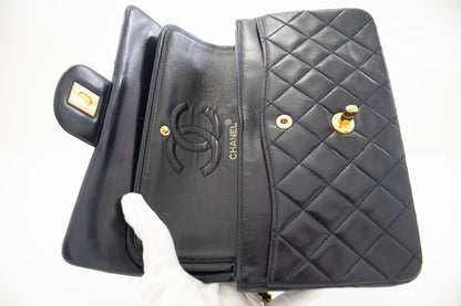 CHANEL Classic Double Flap 9" Chain Shoulder Bag Navy Lambskin g71