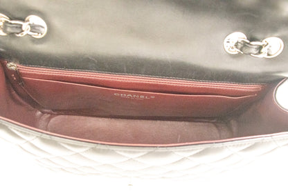 CHANEL Classic Large 11" Chain Shoulder Bag Flap Black Lambskin j42
