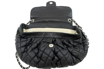 CHANEL Chain Around Shoulder Bag Crossbody Black Calfskin Leather j91