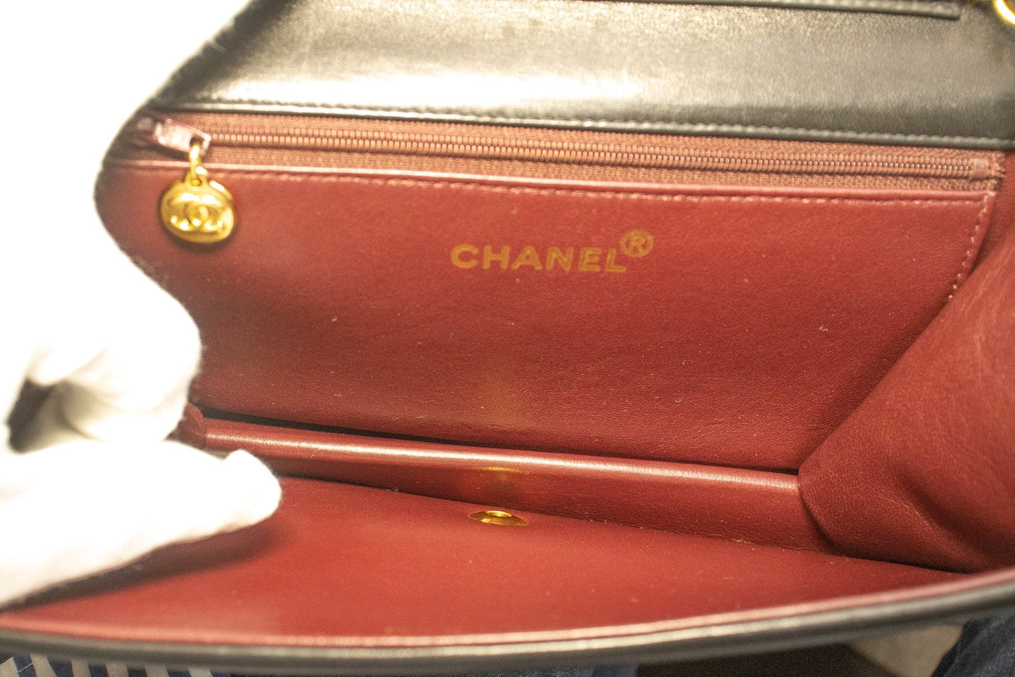 CHANEL Full Flap Chain Shoulder Bag Clutch Black Quilted Lambskin k19