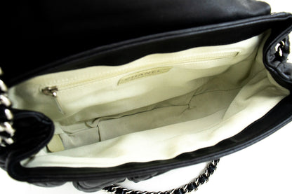 CHANEL Chain Around Shoulder Bag Crossbody Black Calfskin Leather k16
