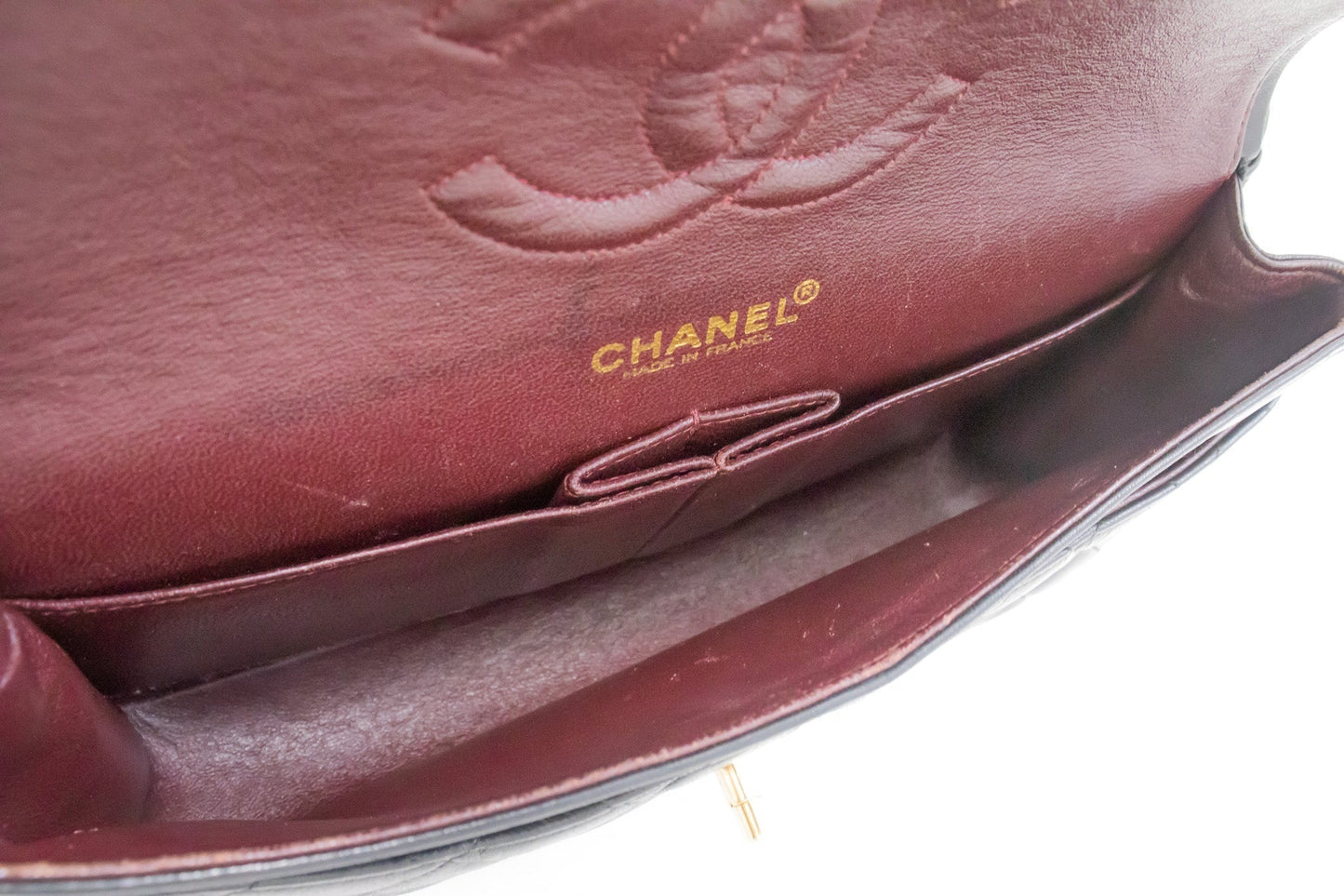 CHANEL Classic Double Flap Medium Chain Shoulder Bag Black Lamb k34