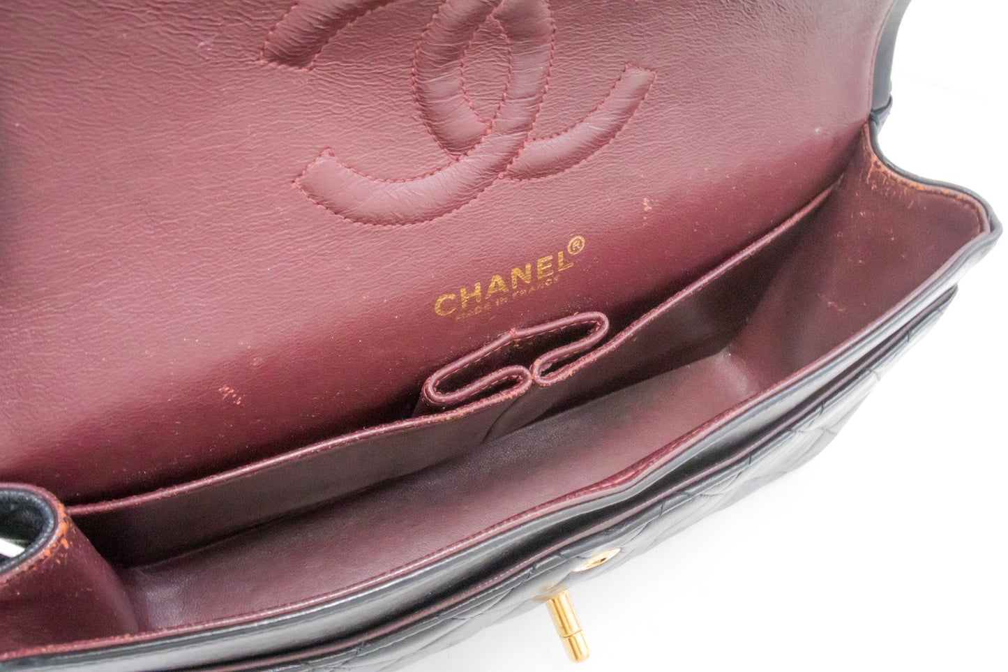 CHANEL Classic Double Flap Medium Chain Shoulder Bag Black Lamb k61