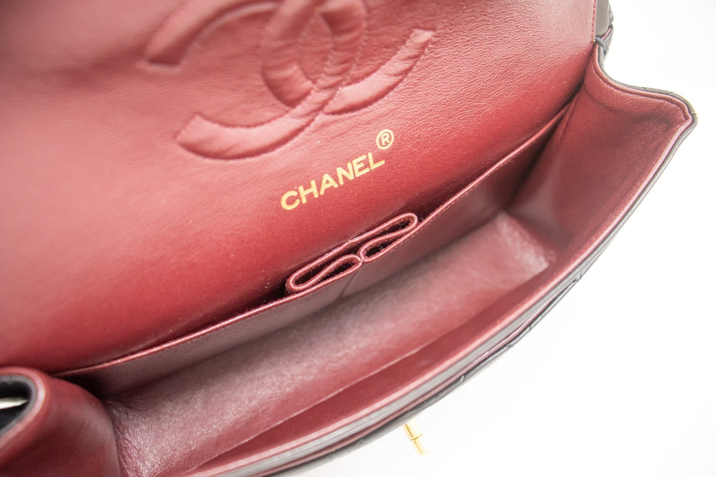 CHANEL Classic Double Flap 10" Chain Shoulder Bag Black Lambskin k72