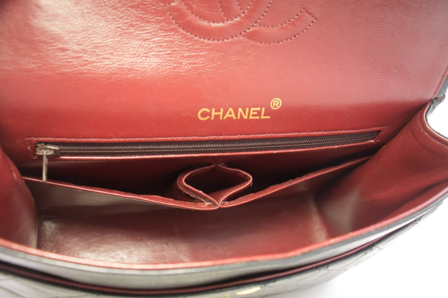 CHANEL 2.55 Double Flap Square Chain Shoulder Bag Black Lambskin h72