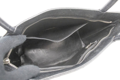 CHANEL Silver Medallion Caviar Shoulder Bag Shopping Tote Black k56