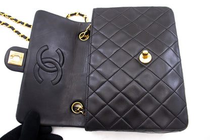 CHANEL Mini Square Small Chain Shoulder Bag Crossbody Black Quilt k85