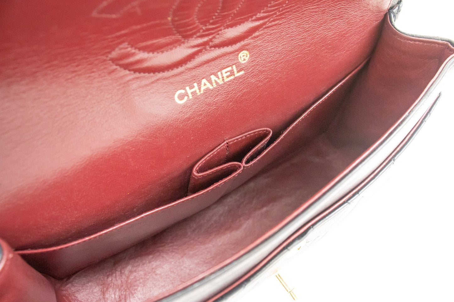 CHANEL Classic Double Flap Medium Chain Shoulder Bag Black Lamb k79