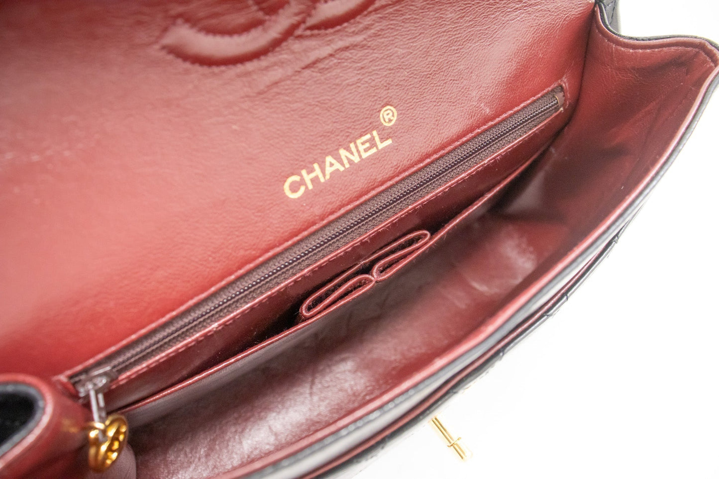 CHANEL Classic Double Flap Chain Shoulder Bag Black Lambskin Purse k88