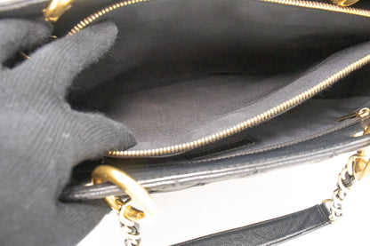 CHANEL Caviar GST 13" Grand Shopping Tote Chain Shoulder Bag Black k54