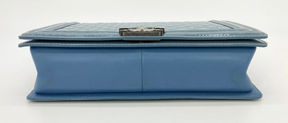 Chanel Light Blue Patent Large Boy Bag