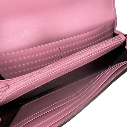 GG Pink Leather Guccissima Signature Icon Continental Wallet