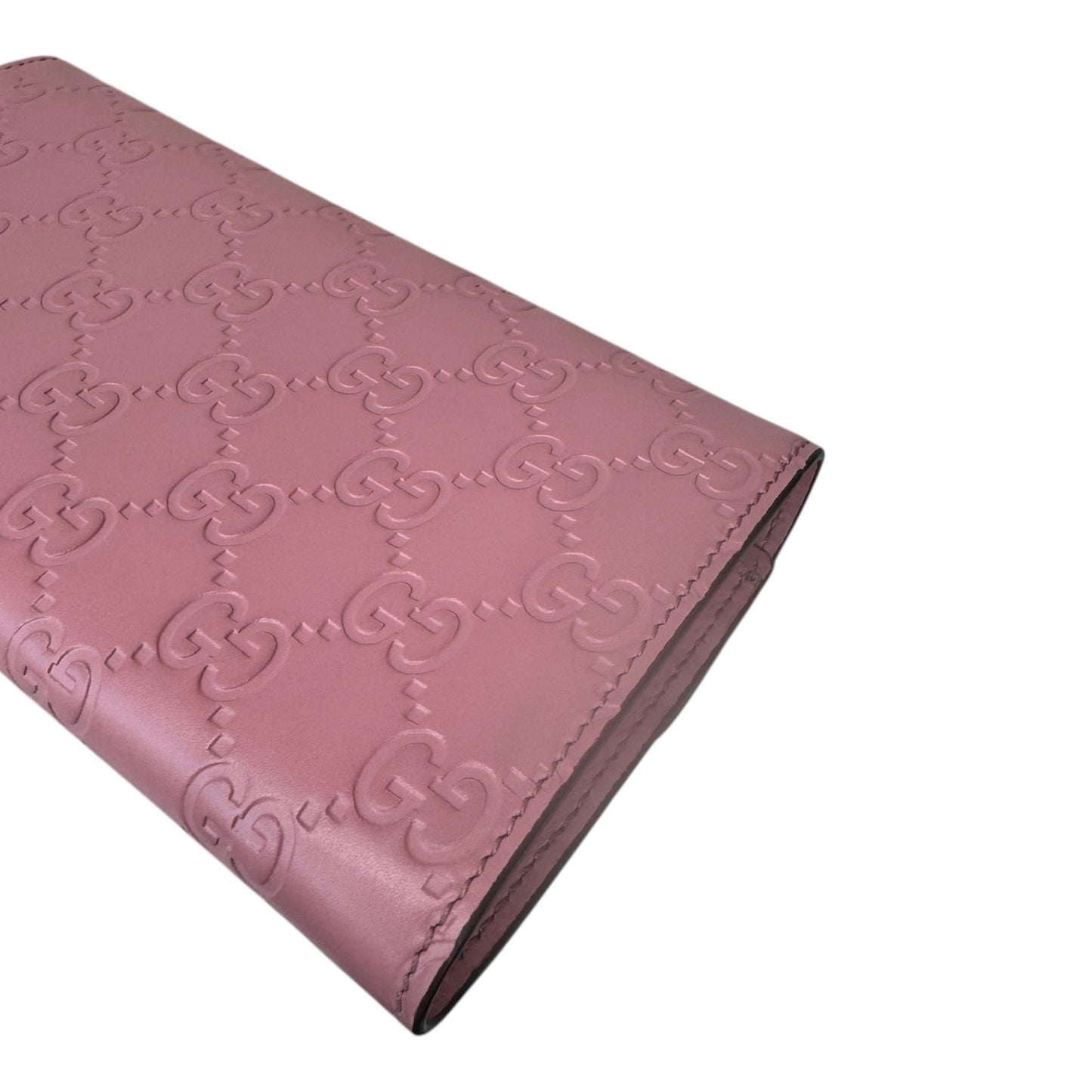 GG Pink Leather Guccissima Signature Icon Continental Wallet
